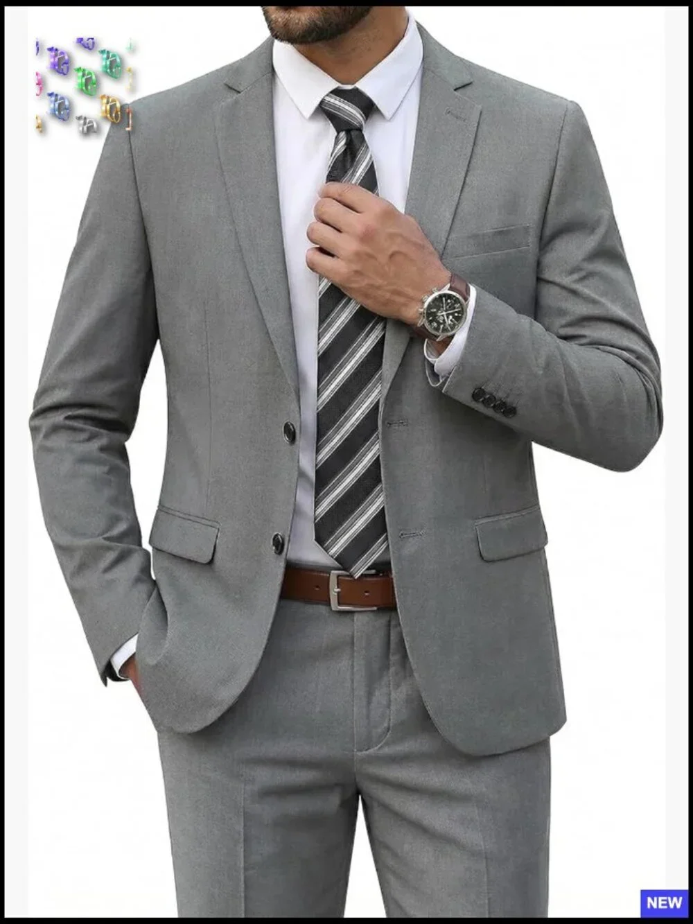 Classic Fit Two Button Suit Tuxedo Blazer Elegant Formal Business Wedding